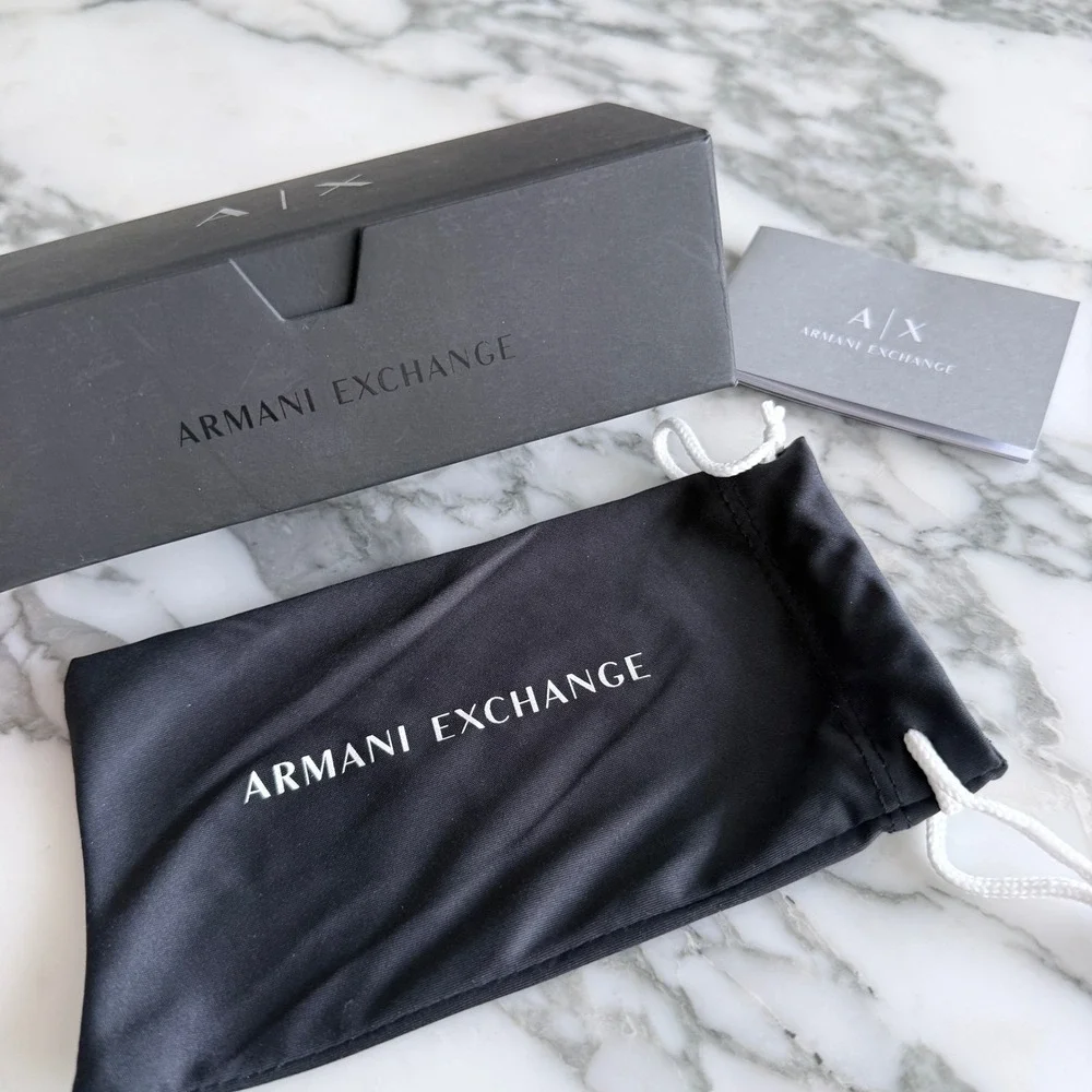 Armani Exchange AX Sunglasses Case Black Folding Hard Case Pouch and Booklet Set